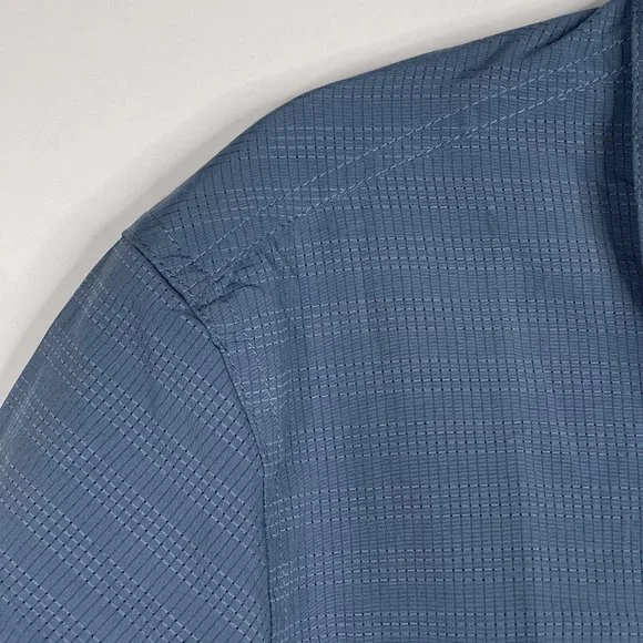 NWT prAna Cayman Shirt Small Blue Note Yarn Dye Melange Woven Check - Picture 6 of 16